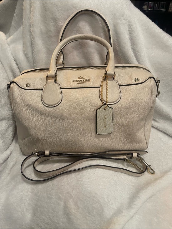 Coach Handbags - Coach Pebbled Leather Darcie Satchel in Light Beige